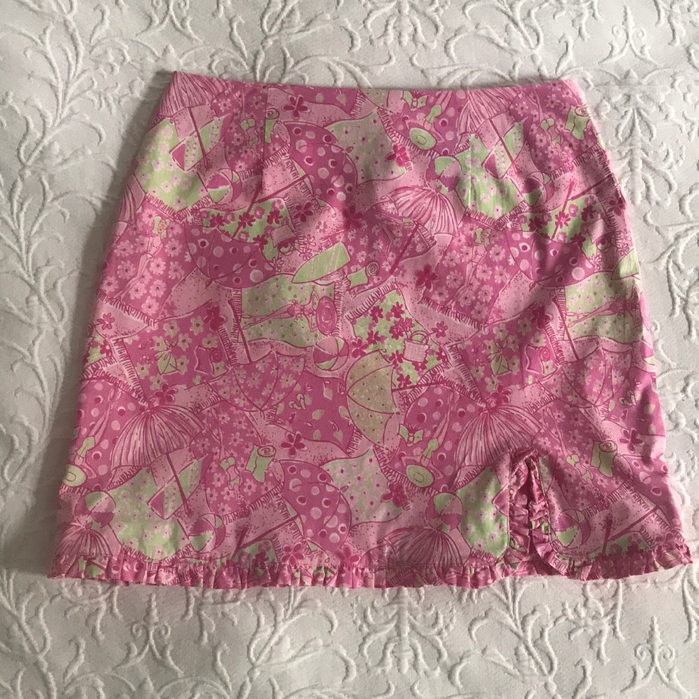 Lilly Pulitzer Beach Scene Miniskirt w/ Ruffle Hem
